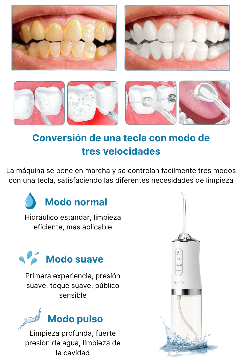 HYDRO PULSE - DUCHA DENTAL + EBOOK DE REGALO ( COMO ELIMINAR EL MAL ALIENTO EN 7 SIMPLES PASOS )